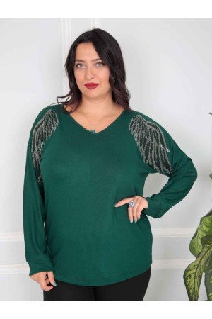 217814 TOPTAN ZÜMRÜT YEŞİL BLUZ