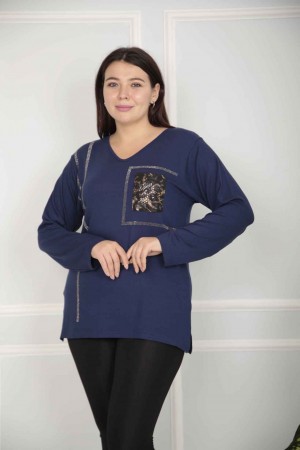 217824 TOPTAN LACİVERT BLUZ