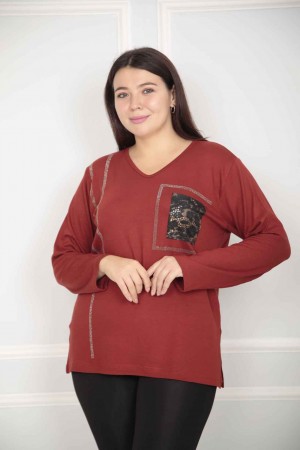 217825 TOPTAN KIRMIZI BLUZ