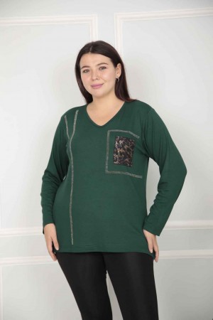 217828 TOPTAN ZÜMRÜT YEŞİL BLUZ