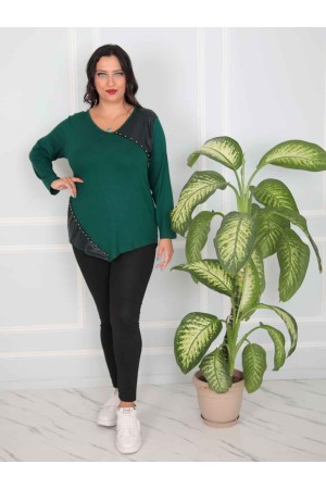 217832 TOPTAN ZÜMRÜT YEŞİL BLUZ