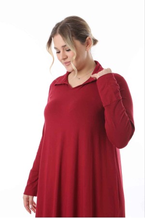 218032 TOPTAN BORDO ELBİSE