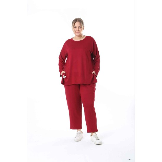 218040 TOPTAN BORDO PANTOLON TAKIM