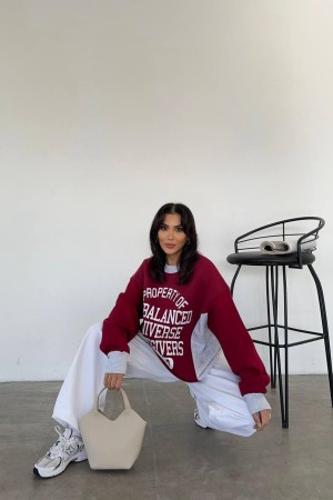 218181 TOPTAN BORDO SWEAT