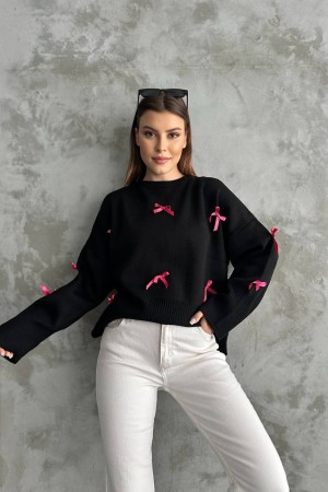 218208 TOPTAN SİYAH KAZAK