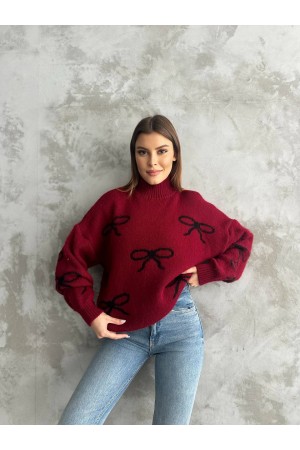 218213 TOPTAN BORDO KAZAK