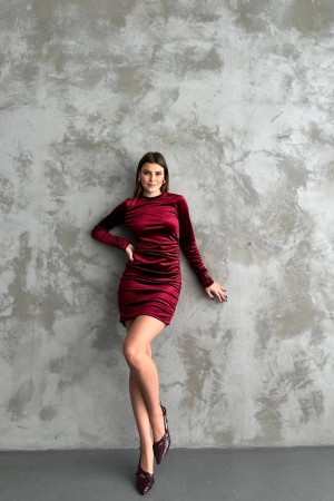 218247 burgundy DRESS