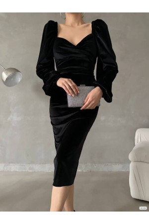 218383 TOPTAN SİYAH ELBİSE