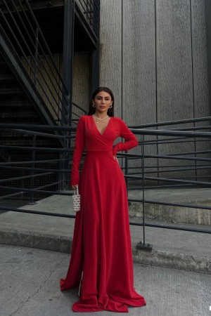 218398 red Evening dress