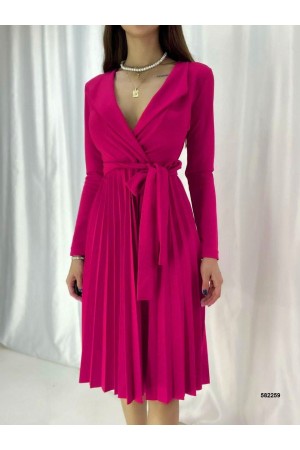 218408 TOPTAN FUŞYA ELBİSE