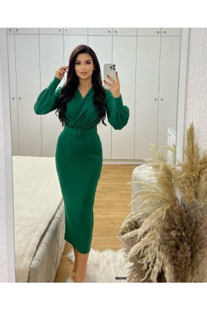 218468 TOPTAN ZÜMRÜT YEŞİL ELBİSE