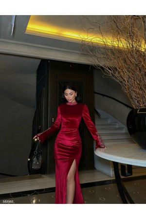 218489 burgundy Evening dress