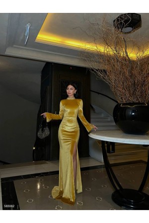 218490 mustard Evening dress