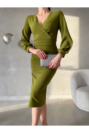 218590 TOPTAN YEŞİL ELBİSE