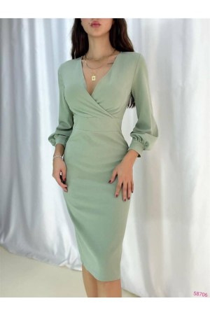 218598 TOPTAN SU YEŞİL ELBİSE