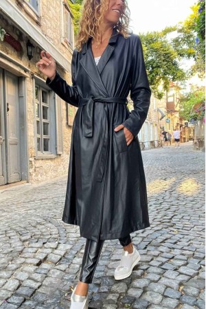 218702 TOPTAN SİYAH TRENÇKOT