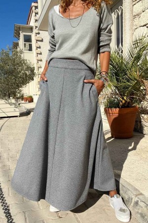 218707 TOPTAN GRİ ETEK