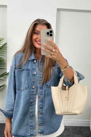 218729 TOPTAN MAVİ GÖMLEK