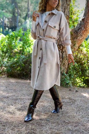 218760 beige TRENCH COAT