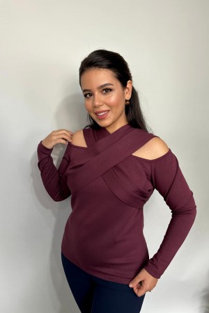 218802 TOPTAN BORDO BLUZ