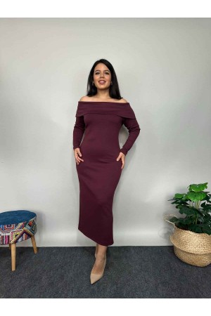 218803 TOPTAN BORDO ELBİSE