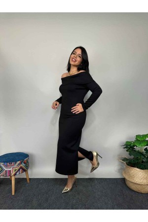 218804 TOPTAN SİYAH ELBİSE