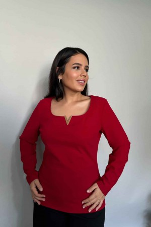 218805 TOPTAN BORDO BLUZ