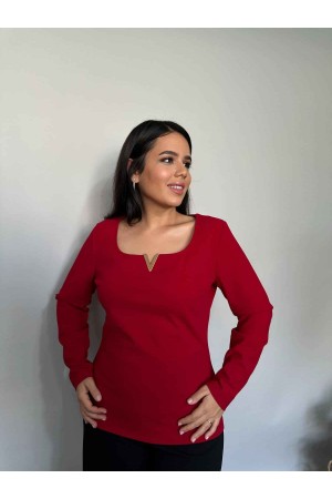 218805 TOPTAN BORDO BLUZ