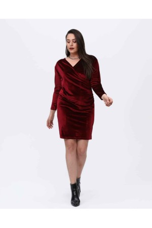 218815 TOPTAN BORDO ELBİSE