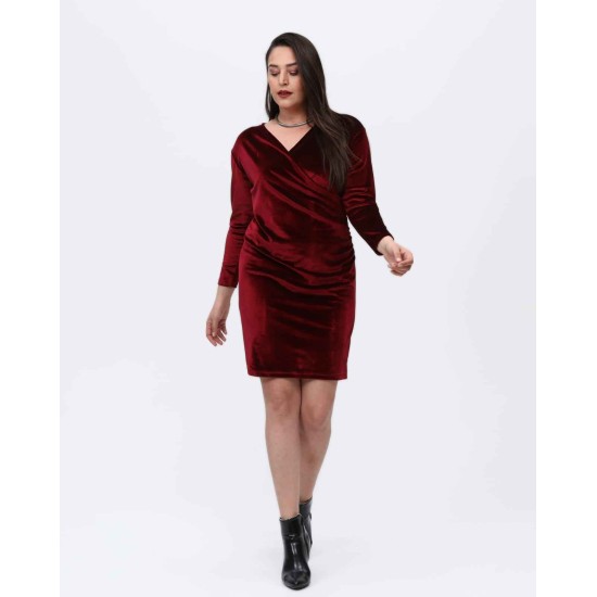 218815 burgundy DRESS