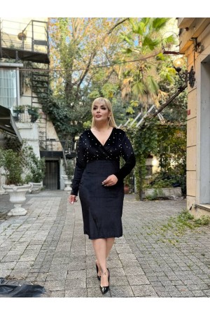 219003 TOPTAN SİYAH ELBİSE