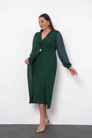 219607 TOPTAN YEŞİL ELBİSE