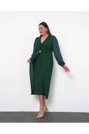 219607 TOPTAN YEŞİL ELBİSE