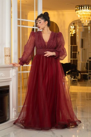 219662 burgundy Evening dress