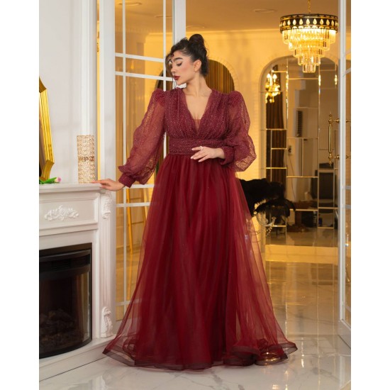 219662 burgundy Evening dress