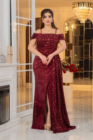 219679 burgundy Evening dress