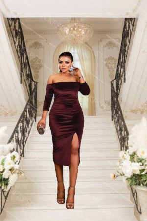 219698 burgundy Evening dress