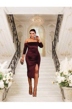 219698 burgundy Evening dress