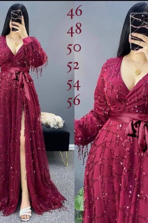 219708 burgundy Evening dress