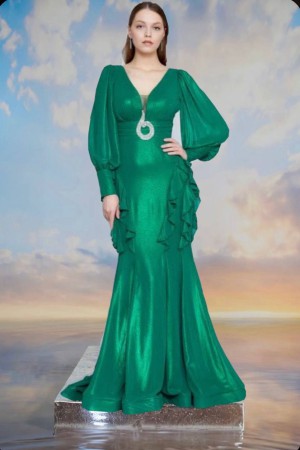 219721 GREEN Evening dress