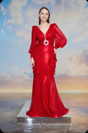 219722 red Evening dress