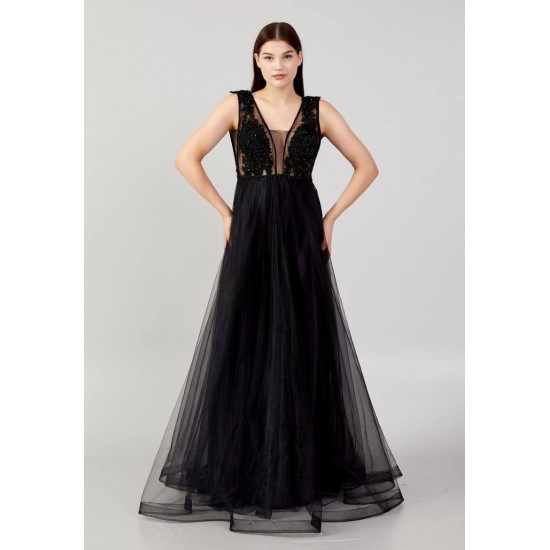 219727 black Evening dress