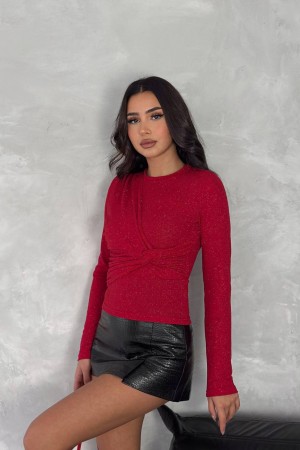 219924 TOPTAN KIRMIZI BLUZ
