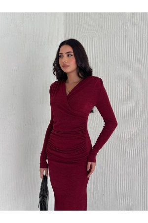 219932 TOPTAN BORDO ELBİSE