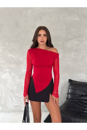 219937 TOPTAN KIRMIZI BLUZ