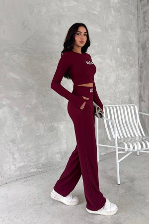 219947 TOPTAN BORDO PANTOLON TAKIM