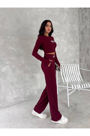 219947 burgundy Pants suit