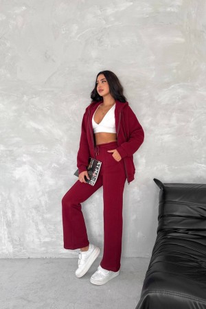 219997 TOPTAN BORDO EŞOFMAN TAKIM