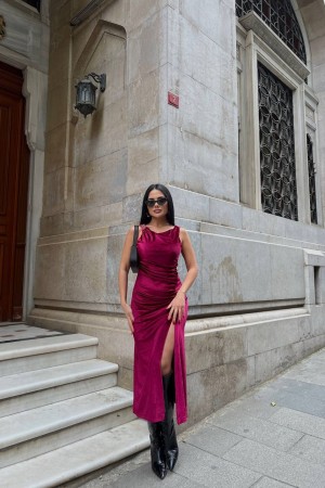 220041 burgundy DRESS