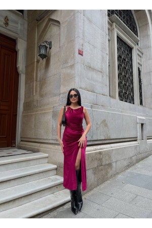 220041 burgundy DRESS